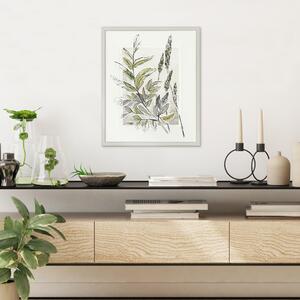 Royal Fern Floral Framed Print Grey
