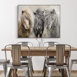 Cedar & Sage Windswept Ponies Framed Canvas Grey