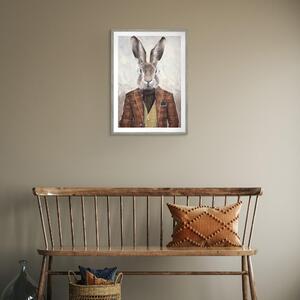 Cedar & Sage Hartley Hare Framed Print Grey