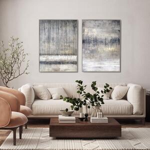 Set of 2 Torrent Abstract Framed Canvases Gold