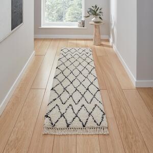 Boho 5413 Shaggy Runner 60cm x 230cm Rug White Black