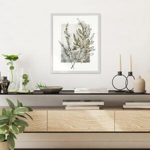Cedar & Sage Holly Fern Floral Framed Print Grey