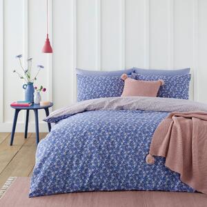 Bessie Ditsy Floral Navy 100% Cotton Reversible Duvet Cover and Pillowcase Set Navy Blue/White