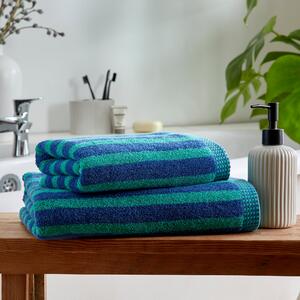 Blue and Aqua Bold Stripe Towel Aqua