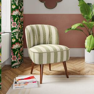 Elsie Striped Fabric Cocktail Chair Olive (Green)