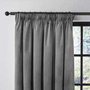 Recycled Velour Pencil Pleat Curtains Grey