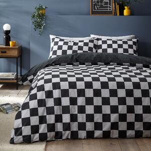 Checkerboard Duvet Cover & Pillowcase Set Grey
