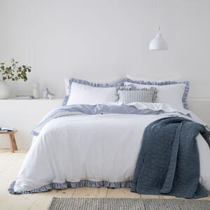 Hampton Frill Duvet Cover & Pillowcase Set Blue