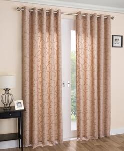 Venice Lined Ready Made Eyelet Curtains Latte