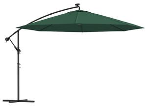 Cantilever Umbrella with LED Lights and Metal Pole 350 cm Green