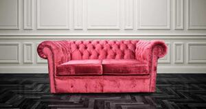 Chesterfield 2 Seater Sofa Settee Modena Pillarbox Red Velvet In Classic Style