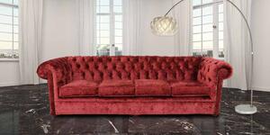 Chesterfield 4 Seater Sofa Settee Elegance Ruby Red Velvet Fabric In Classic Style