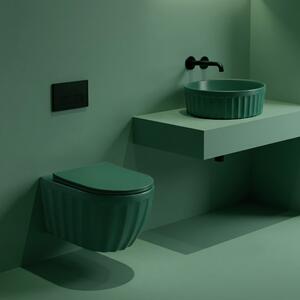 Set: Wall-hung toilet bowl + Countertop washbasin Rea Duo Matcha Matt