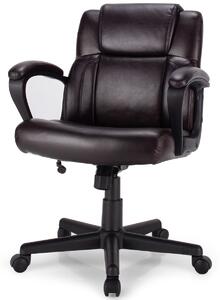 Costway Modern Mid-Back PU Leather Office Chair with Adjustable Height
