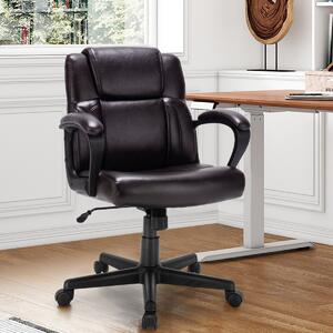 Costway Modern Mid-Back PU Leather Office Chair with Adjustable Height
