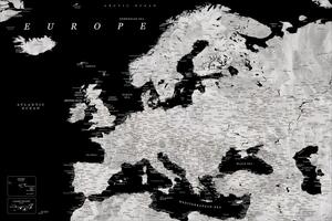 Poster Blursbyai - Black and grey Europe map, (60 x 40 cm)