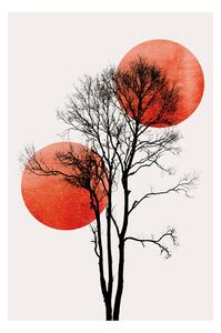 Poster Kubistika - Sun and moon hiding, (40 x 60 cm)