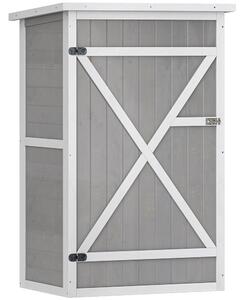Outsunny Wooden Garden Storage Shed Fir Wood Tool Cabinet Organiser with Shelves 75L x 56W x115Hcm Grey Aosom UK