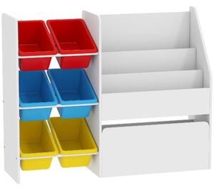 AIYAPLAY Toy Storage Unit, 3-Tier Toy Organiser Shelf with 6 Removable Storage Bins for Bedroom, Nursery, Multicolour