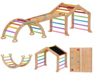 AIYAPLAY 9 in 1 Toddler Climbing Frame with Ramp, Slide, Arch, Ladder, Blackboard for 18-48 Months