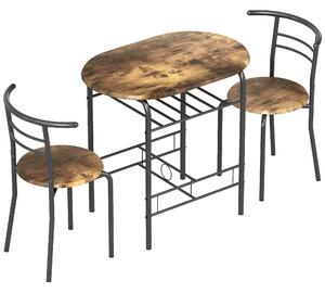 HOMCOM Three-Piece Compact Dining Set - Rustic Brown