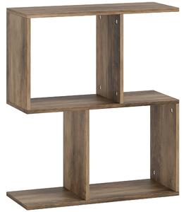 HOMCOM Side Table, Narrow End Table with Storage Shelves, S-Shaped, 3-Tier, 50W x 19.5D x 58H cm, Oak
