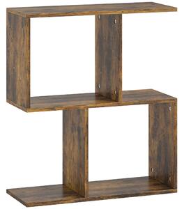HOMCOM Side Table, Narrow End Table with Storage Shelves, S-Shaped, 3-Tier, 50W x 19.5D x 58H cm, Rustic Brown