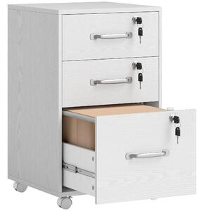 HOMCOM Three Drawer Wood-Effect Filing Cabinet - White