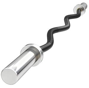 SPORTNOW 4ft Olympic EZ Curl Bar, Barbell Bar for 2" Weight Plates with Non-Slip Hand Grip 120cm