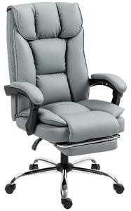 HOMCOM 155° Reclining Faux Leather Swivel Office Chair -Black