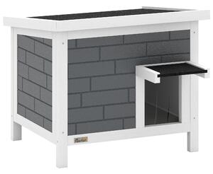 PawHut Outdoor Cat House Insulated with Openable Roof, Weatherproof Feral Cat Shelter for Rabbits, Cats, Grey