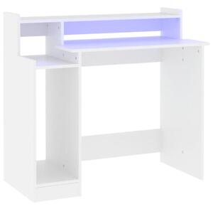 Desk with LED Lights White 97x45x90 cm Engineered Wood