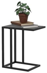 HOMCOM Space-Saving C Shape Side Table, Marble-Effect Top with Metal Frame, Home Furniture for Bedroom Living Room, Black/White Aosom UK