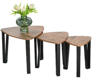 HOMCOM Nesting Coffee Tables Set of 3, MDF Steel, Versatile End Side Tables, Walnut Wood Effect Aosom UK