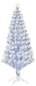 HOMCOM Artificial Fibre Optic Christmas Tree Seasonal Decoration w/ 20 LED Lights Pre-Lit Easy Store White Blue 5FT Aosom UK