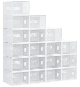 HOMCOM Stackable Clear Shoe Storage Box, 18PCS, Plastic with Magnetic Door, for Sizes up to UK 12/EU 46, Transparent Aosom UK