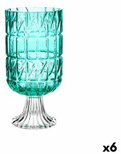 Vase Engraving Turquoise Crystal 13 x 26,5 x 13 cm (6 Units)