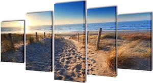 Canvas Wall Print Set Sand Beach 200 x 100 cm