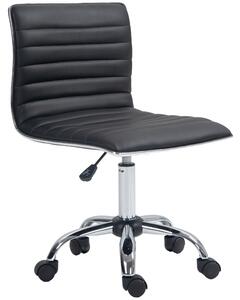 Vinsetto Adjustable Swivel Office Chair with Armless Mid-Back in PU Leather and Chrome Base - Black