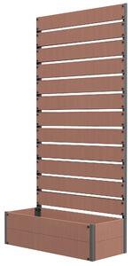 Outsunny Wood-plastic Composite Raised Planter with Climbing Trellis, 90.5L x 38W x 180H with Drainage Gap for Plants, Vines, Light Brown Aosom UK