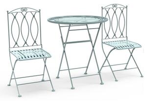 Charles Bentley Foldable Wrought Iron Sage Green Bistro Set