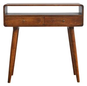 Sacony Curved Hand Crafted Chestnut Console Desk Table