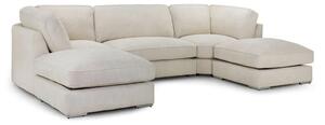 Indio Fabric U Shaped Corner Sofa In Beige