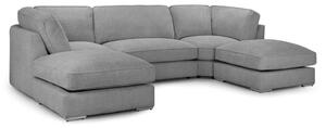 Indio Fabric U Shaped Corner Sofa In Grey