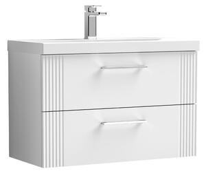 Deco Wall Mounted 2 Drawer Vanity Unit with Basin Satin White