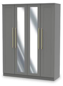 Bramham Grey Tall 4 Door 2 Mirror Wardrobe | Roseland Furniture