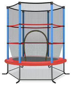 Costway Kids Trampoline with Enclosure Safety Net for Family Games-Blue