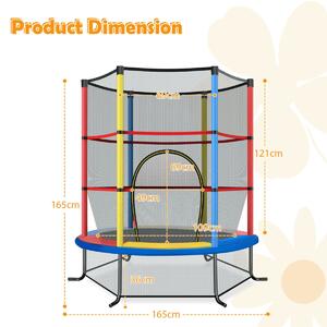 Costway Kids Trampoline with Enclosure Safety Net for Family Games-Colourful