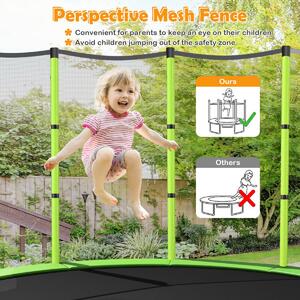 Costway Kids Trampoline with Enclosure Safety Net for Family Games-Green