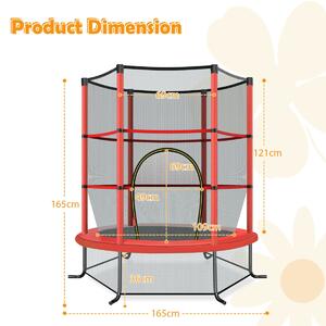 Costway Kids Trampoline with Enclosure Safety Net for Family Games-Red